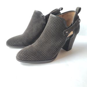 Franco Sarto Dale2 Perforated Suede Grey heeled Booties